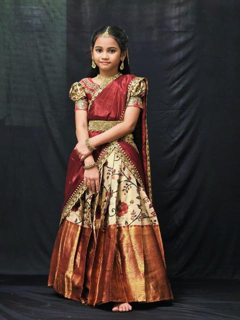 kids lehenga choli lichi silk red Wholesale children clothing